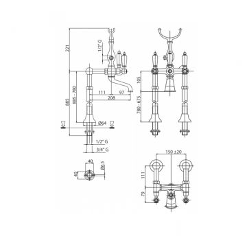 Смеситель для ванны Cezares (Цезарис) First хром (FIRST-VDP-01-M)