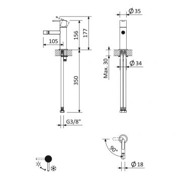 Смеситель для биде Cezares (Цезарис) Leaf черный матовый (LEAF-BSM-NOP)