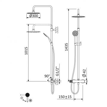 Душевая стойка Cezares (Цезарис) Leaf черный матовый (LEAF-CDA-30-NOP)