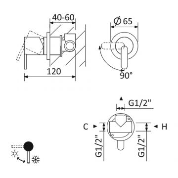 Смеситель для душа Cezares (Цезарис) Leaf черный матовый (LEAF-DIM-NOP)