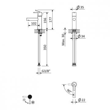 Смеситель для раковин Cezares (Цезарис) Leaf черный матовый (LEAF-LSM1-NOP)