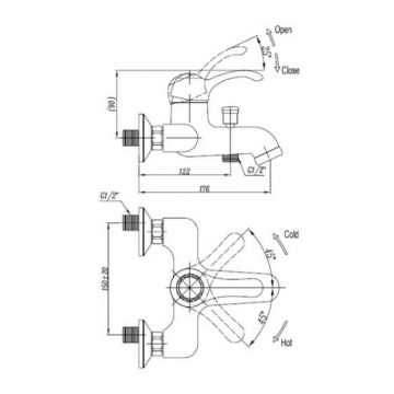 Смеситель для ванны и душа Cezares (Цезарис) Lira, бронза (LIRA-M-VDM1-02)