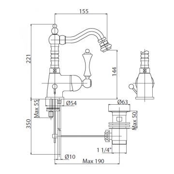 Смеситель для биде Cezares (Цезарис) Margot золото, ручка белая (MARGOT-BSM2-03/24-Bi)