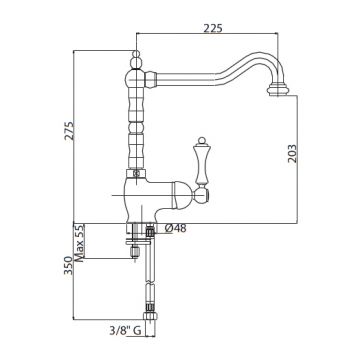 Смеситель для кухни Cezares (Цезарис) Margot золото, ручка черная (MARGOT-LLM2-03/24-N)