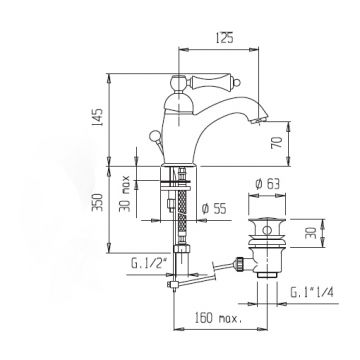 Смеситель для раковины Cezares (Цезарис) Margot бронза, ручка бронза (MARGOT-LSM1-02-M)