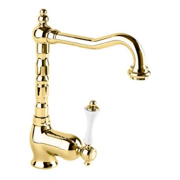 Смеситель для раковины Cezares (Цезарис) Margot золото, ручка белая (MARGOT-LSM2-03/24-Bi)