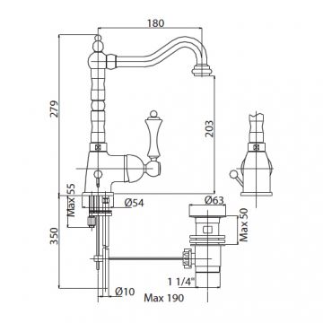 Смеситель для раковины Cezares (Цезарис) Margot золото, ручка белая (MARGOT-LSM2-03/24-Bi)