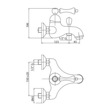 Смеситель для ванны и душа Cezares (Цезарис) Margot хром, ручка хром (MARGOT-VM-01-M)