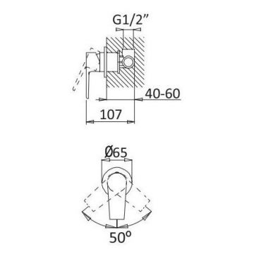 Смеситель для душа встраиваемый Cezares (Цезарис) Nautic черный матовый (NAUTIC-DIM-NOP)