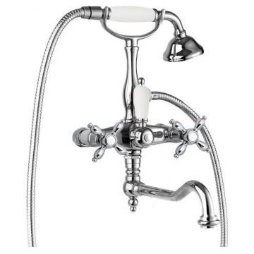Смеситель для ванны Cezares (Цезарис) Nostalgia хром, ручка ручного душа белая (NOSTALGIA-VDF-01-Bi)