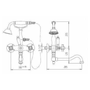 Смеситель для ванны Cezares (Цезарис) Nostalgia хром (NOSTALGIA-VDF-01-M)