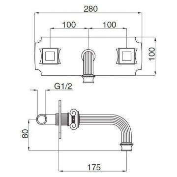 Смеситель для раковины встраиваемый Cezares (Цезарис) Olimp хром (OLIMP-BLS2-01-O)