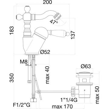 Смеситель для биде Fiore (Фиоре) Imperial Black 89ZZ5314, бронза