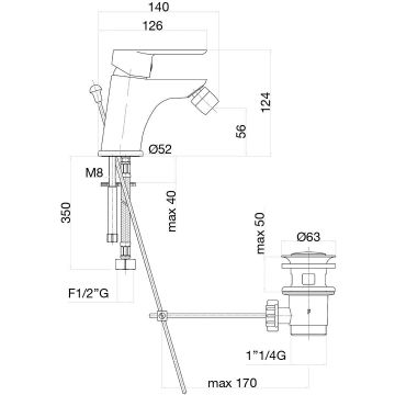 Смеситель для биде Fiore (Фиоре) Kevon Chic 81BX8130, хром/черный