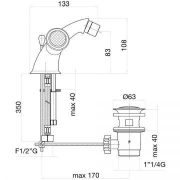 Смеситель для биде Fiore (Фиоре) Venere Sky (Swarovski) 13OO0632, золото