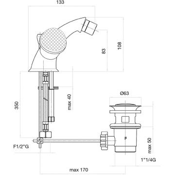 Смеситель для биде Fiore (Фиоре) Xt Sky (Swarovski) 17OO0632, золото