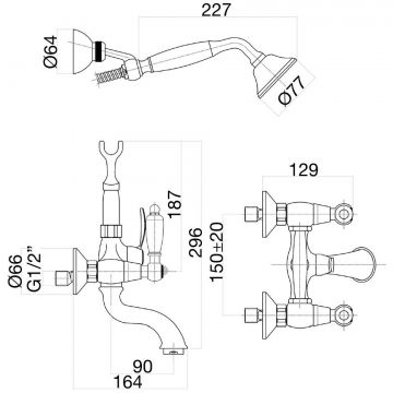 Смеситель для ванны Fiore (Фиоре) Coloniale Sky (Swarovski) 03CR0601, хром