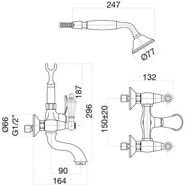 Смеситель для ванны Fiore (Фиоре) Gioielli (Swarovski) 08ZZ0600, золото