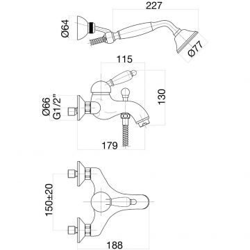 Смеситель для ванны Fiore (Фиоре) Imperial Black 89ZZ5104, бронза