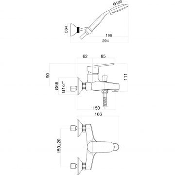 Смеситель для ванны Fiore (Фиоре) Kevon Black Matt 81NN1509, черный