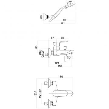 Смеситель для ванны Fiore (Фиоре) Kevon Black Matt 81NN8150, черный