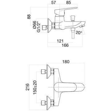 Смеситель для ванны Fiore (Фиоре) Kevon Black Matt 81NN8152, черный