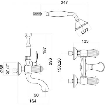 Смеситель для ванны Fiore (Фиоре) Venere Sky (Swarovski) 13ZZ0600, золото
