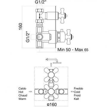 Смеситель для душа (термостат) Fiore (Фиоре) Margot Sky (Swarovski) 01OO0936, золото