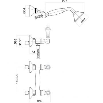 Смеситель для душа Fiore (Фиоре) Gioielli (Swarovski) 08OO0602, золото