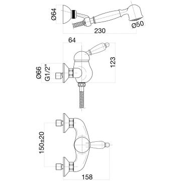 Смеситель для душа Fiore (Фиоре) Imperial Black 89OO5127, золото