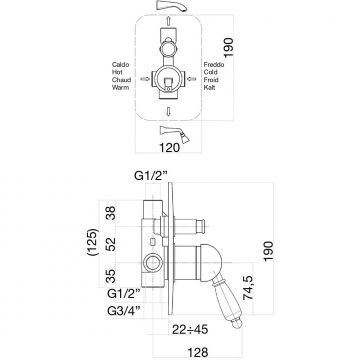 Смеситель для душа Fiore (Фиоре) Imperial Black 89ZZ5134, бронза