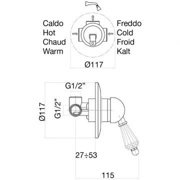 Смеситель для душа Fiore (Фиоре) Imperial- Sky (Swarovski) 82CR5130, хром