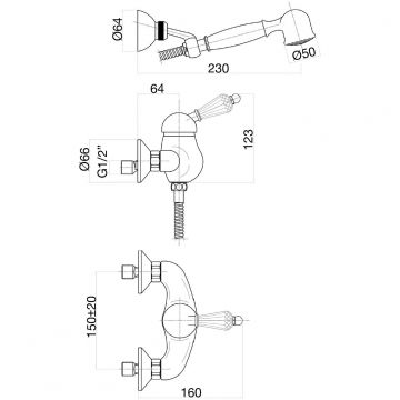 Смеситель для душа Fiore (Фиоре) Imperial- Sky (Swarovski) 82OO5127, золото