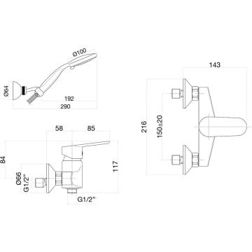 Смеситель для душа Fiore (Фиоре) Kevon Chic 81MX6510, хром/коричневый