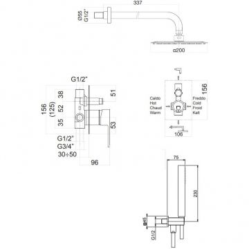 Смеситель для душа Fiore Kube 100CR7553, хром