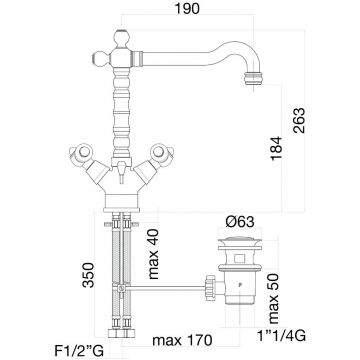 Смеситель для кухни Fiore (Фиоре) Coloniale Black 22CR0625, хром