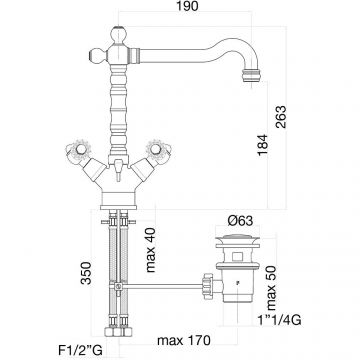 Смеситель для кухни Fiore (Фиоре) Gioielli (Swarovski) 08ZZ0625, бронза