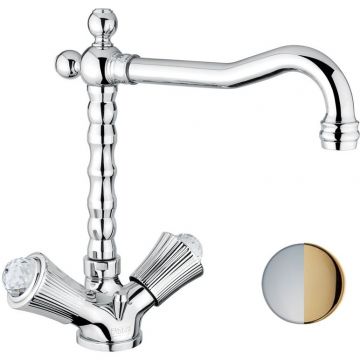 Смеситель для кухни Fiore (Фиоре) Venere Sky (Swarovski) 13CO0625, хром/золото