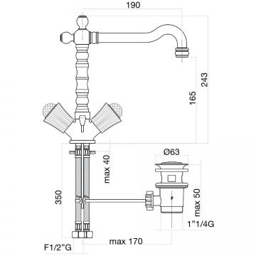 Смеситель для кухни Fiore (Фиоре) Venere Sky (Swarovski) 13ZZ0625, бронза
