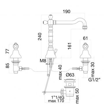 Смеситель для раковины Fiore (Фиоре) Coloniale Sky (Swarovski) 03CO0637, хром/золото