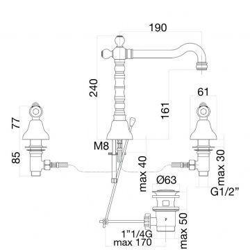 Смеситель для раковины Fiore (Фиоре) Coloniale Sky (Swarovski) 03OO0637, золото