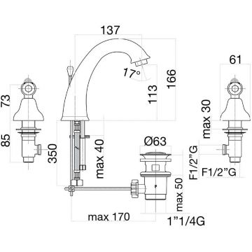 Смеситель для раковины Fiore (Фиоре) Coloniale Sky (Swarovski) 03ZZ0628, бронза