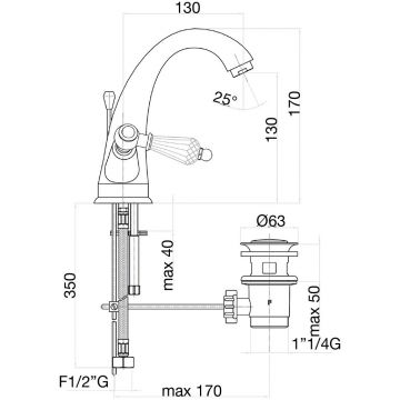 Смеситель для раковины Fiore (Фиоре) Gioielli (Swarovski) 08CO0623, хром/золото