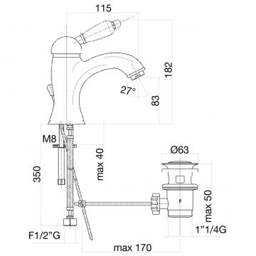 Смеситель для раковины Fiore (Фиоре) Imperial Black 89CO5221, хром/золото