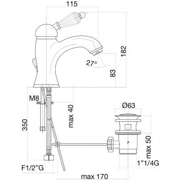 Смеситель для раковины Fiore (Фиоре) Imperial-Sky (Swarovski) 82CO5221, хром/золото