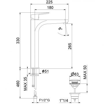 Смеситель для раковины Fiore (Фиоре) Kevon Black Matt 81NN8119, черный