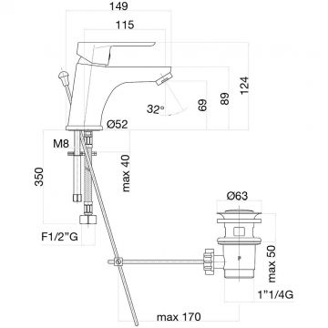 Смеситель для раковины Fiore (Фиоре) Kevon Chic 81YX8120, хром/желтый