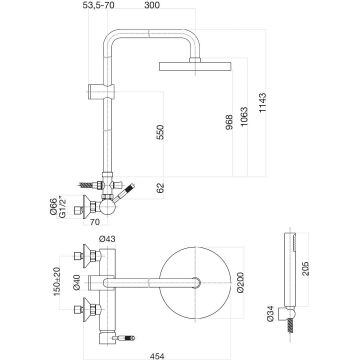 Душевая система Fiore XENON 44NN5168, черный