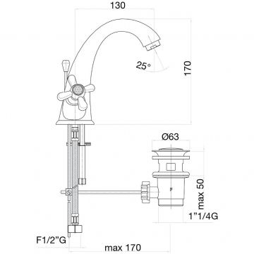Смеситель для раковины Fiore (Фиоре) Margot Sky (Swarovski) 01CO0623, хром/золото