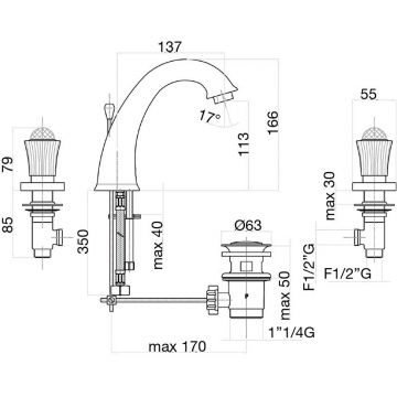 Смеситель для раковины Fiore (Фиоре) Venere Sky (Swarovski) 13CR0628, хром